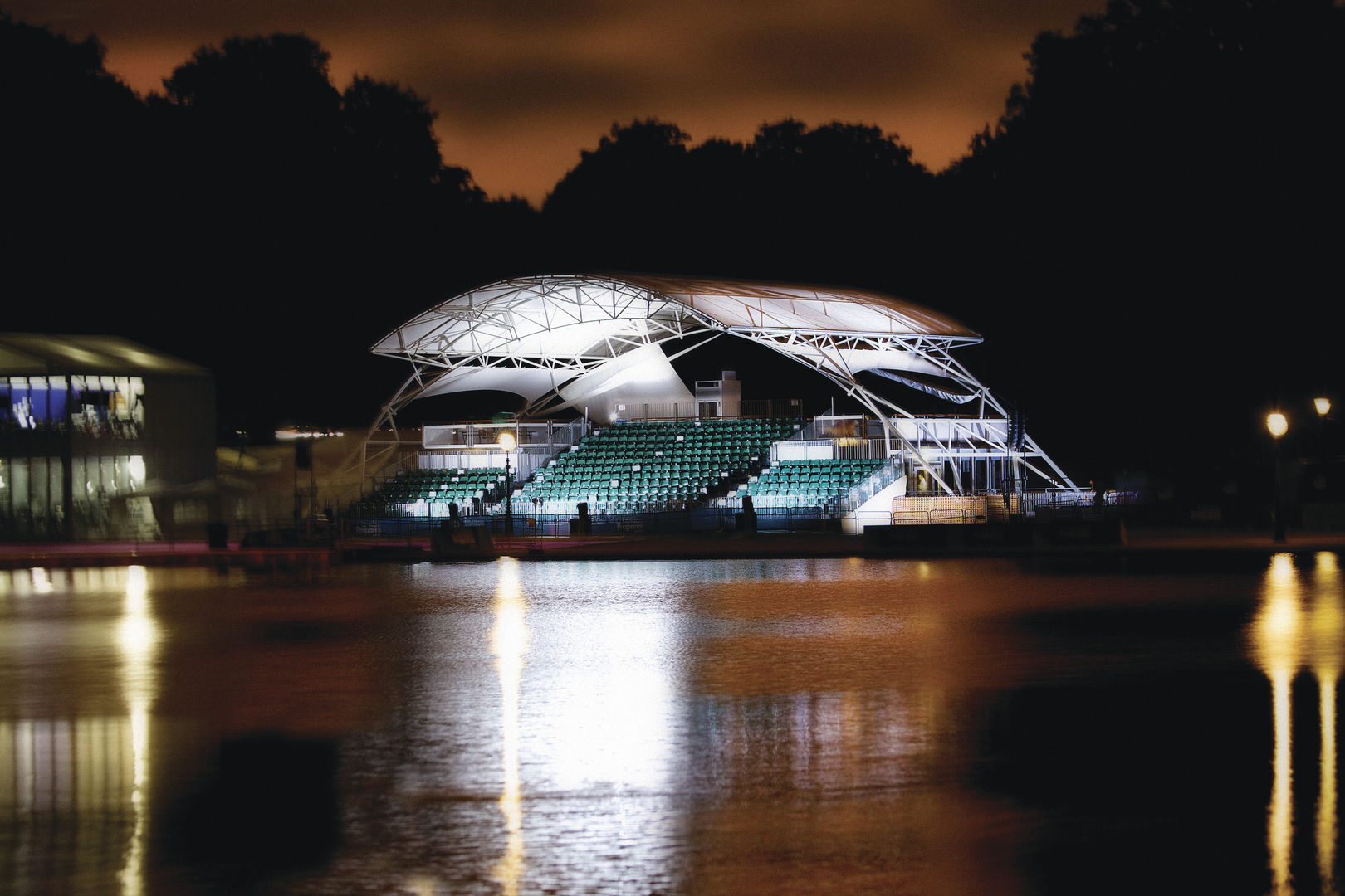 Steel pavillion stand in Hyde Park Steel pavillion stand in Hyde Park