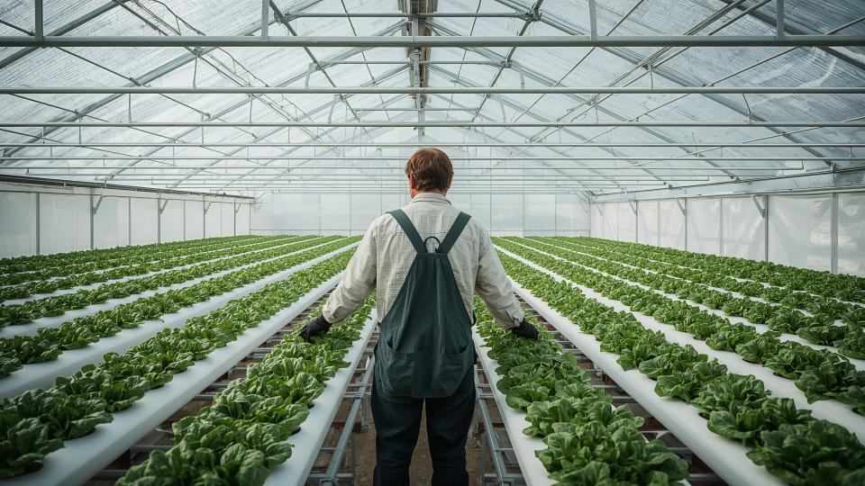 Man inside Greenhouse